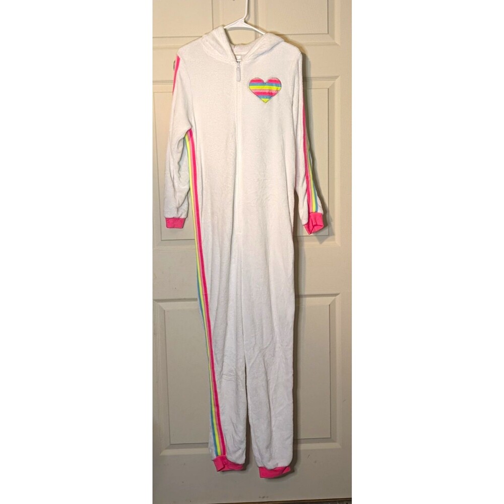 Secret Treasures Women's L Hooded Zip One-Piece Faux Fur Unicorn Pajamas